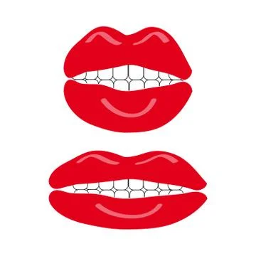 Mouth with teeth on white background Stock Illustration