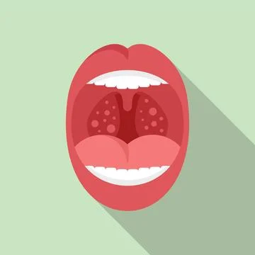 Mouth tonsillitis icon flat . Tonsil anatomy Stock Illustration