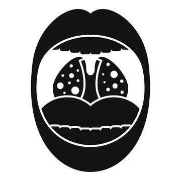 Mouth tonsillitis icon simple . Tonsil anatomy Stock Illustration