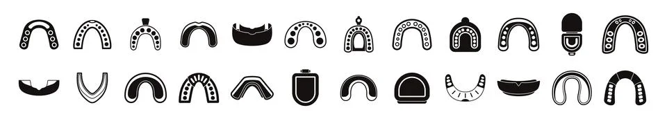 Mouthguard icons set simple vector. Dental boxer guard Stock Illustration