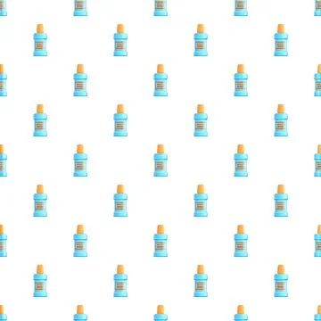 Mouthwash bottle pattern on white background for oral hygiene Ilustración de archivo