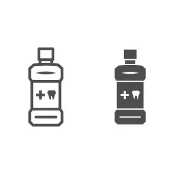 Mouthwash line and solid icon, International dentist day concept, Oral Stock Illustration