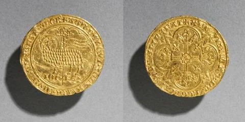 Mouton d'Or of King Jean le Bon of France, 1350-1364 , 1350-1364. France, G.. Stock Photos