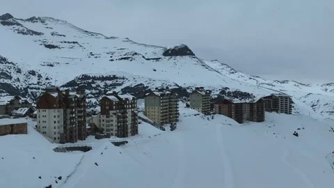 [MOV] Along a Ridge Line of Ski Resort Towers in the Andes Vídeo Stock 344717010