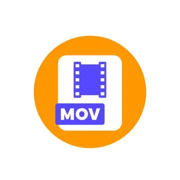 Mov file video format icon, flat vector Stock Illustration