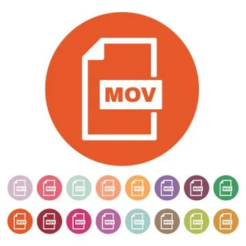 The MOV icon. Video file format symbol. Flat Stock Illustration