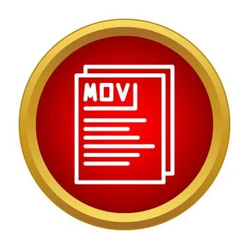 Mov video file format document icon button Illustrazione stock