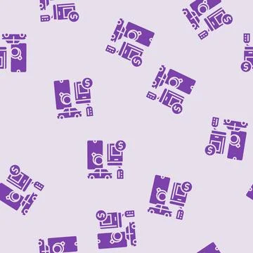 Movable assets glyph seamless pattern Illustrazione stock