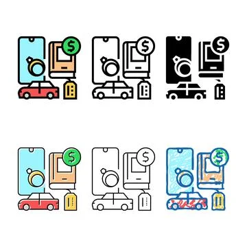 Movable assets variations color icon vector Stock Illustration