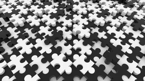 Movable black and white puzzles are staggered. Seamless loop. Stock-Footage 125895802