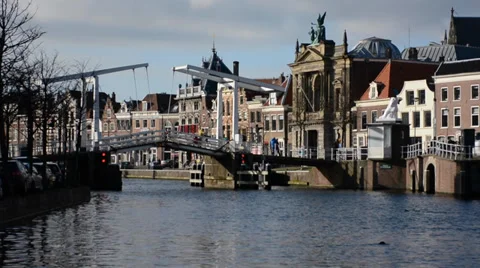 Movable bridge at Haarlem, Netherlands Stock Footage 34621284
