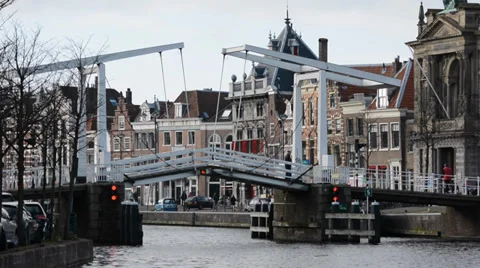Movable bridge in Haarlem, Netherlands Stock Footage 34623301