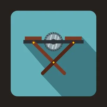 Movable circular saw icon, flat style Stock Illustration