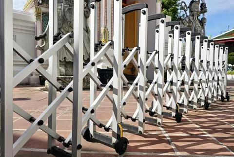 Movable Fence at the Front Gate of Wat Pho Temple Bangkok, Thailand. Stock Photos