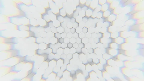 Movable hexagonal matte prisms reflect diffused light. Seamless loop. Stock Footage 125295002