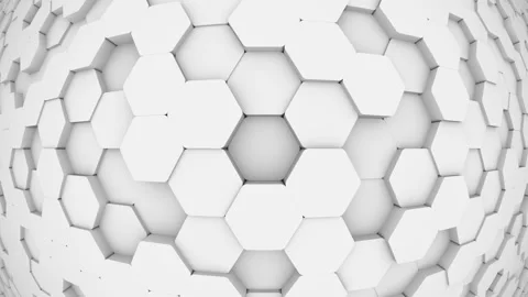 Movable hexagonal spherical surface. Seamless loop. Stock Footage 125294597