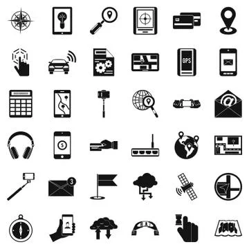 Movable icons set, simple style Stock Illustration