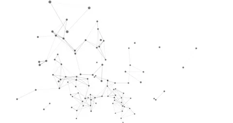 Movable interlaces of dots and lines dance in a cosmic rhythm on a white bac Stock Footage 324514321