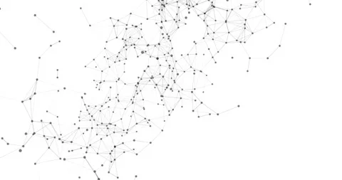 Movable interlaces of dots and lines dance in a cosmic rhythm on a white bac Stock Footage 324516321