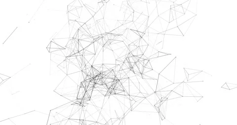 Movable interlaces of dots and lines dance in a cosmic rhythm on a white bac Stock Footage 324518042