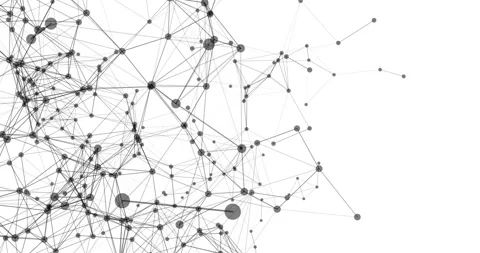 A movable interweaving of dots and lines on a white background forms a mesme Stock Footage 324519234