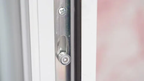 Movable mechanisms of a plastic door close-up. Switching the ventilation mode of Stock Footage 238724826