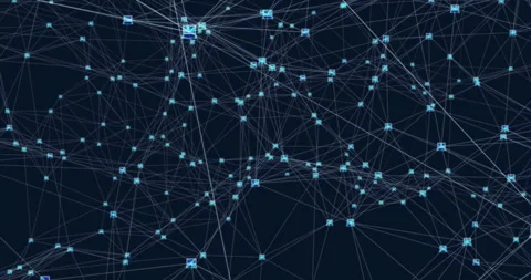 Movable plexus of laptops connected by lines Stock Footage 243184096