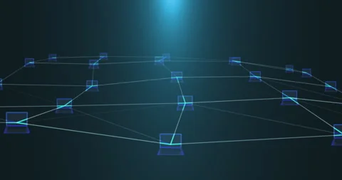 Movable plexus of laptops Stock Footage 243183226
