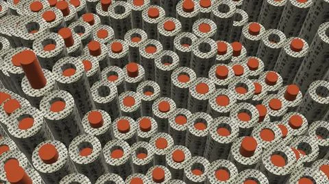 Movable surface with numerous repeating cylinders of grey color with sliding Stock Illustration