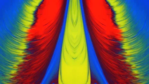 Movable yellow, blue, red background with an ornamental pattern. Fluid art of pa Stock Footage 219962486