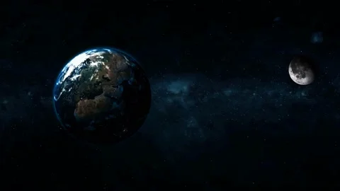 Move 3d realistic moon planet earth on space Stock Footage 221903378