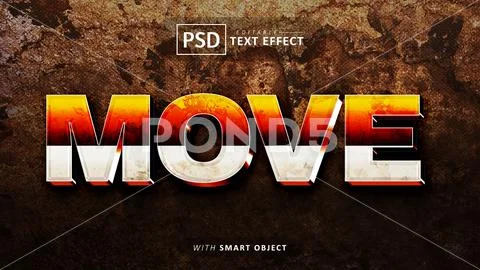 Move 3d text effect editable PSD Template