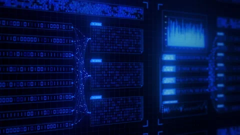 Move by Abstract blue big data flow visualization of binary neural network Stock Footage 331196841