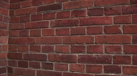Move along the brick wall to the door Stock-Footage 32217910