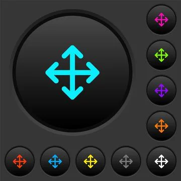 Move arrows dark push buttons with color icons Illustrazione stock