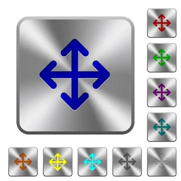 Move arrows rounded square steel buttons Illustrazione stock