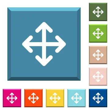 Move arrows white icons on edged square buttons Illustrazione stock