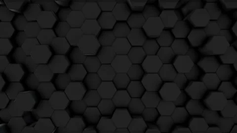 Move the camera to the left. Black futuristic prism hexagons, bee combs, six, mo Stock Footage 149901951