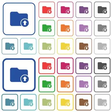 Move up directory outlined flat color icons Stock Illustration