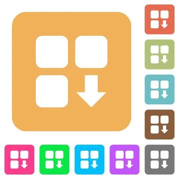Move down component rounded square flat icons イラスト素材