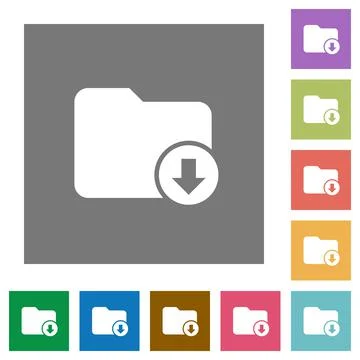 Move down directory square flat icons Stock Illustration