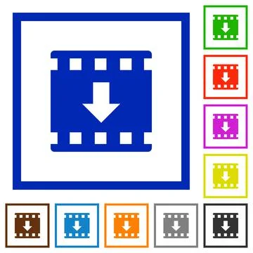 Move down movie flat framed icons Stockillustratie