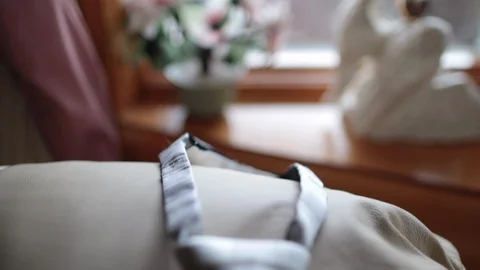 Move down straight over white tux tie Stock Footage 99207695