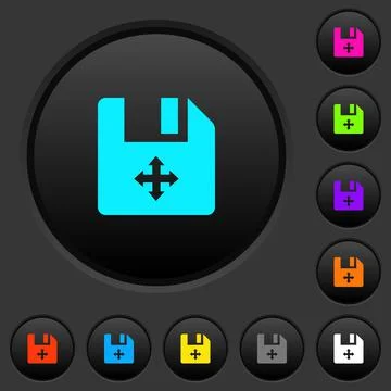 Move file dark push buttons with color icons Stock Illustration