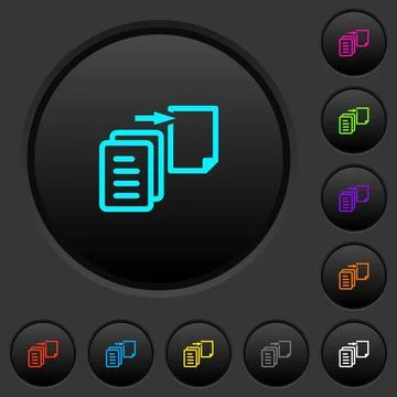 Move file dark push buttons with color icons Stockillustratie