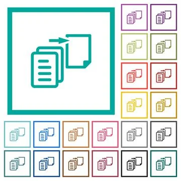 Move file flat color icons with quadrant frames Stockillustratie