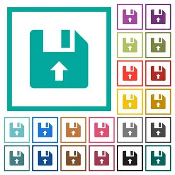 Move up file flat color icons with quadrant frames Stock Illustration