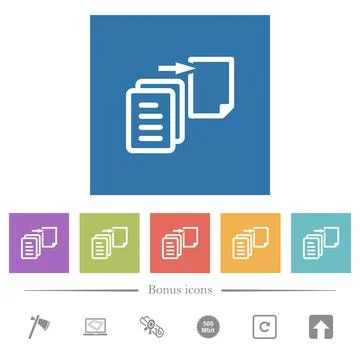 Move file flat white icons in square backgrounds Stock Illustration