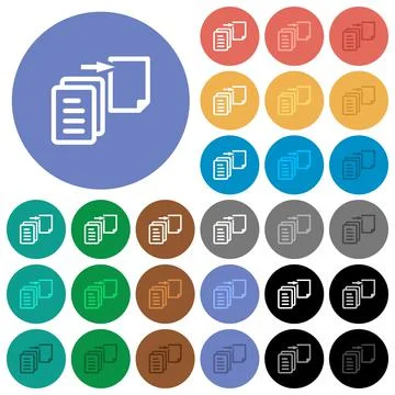 Move file round flat multi colored icons Stock Illustration