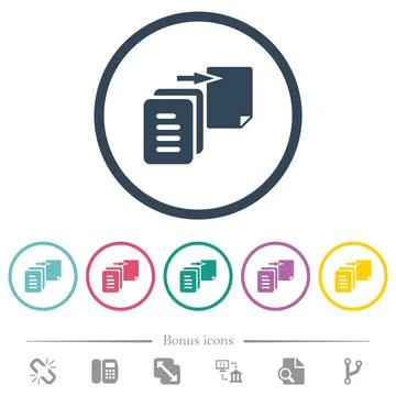 Move file solid flat color icons in round outlines 库存插图